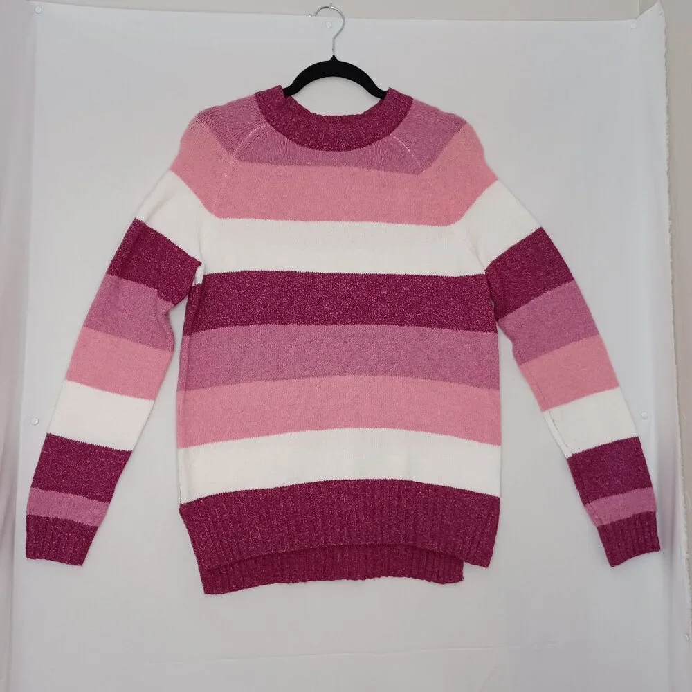 Women's Time & Tru Barbie Pink Striped Soft Sweater Size‎ Small
